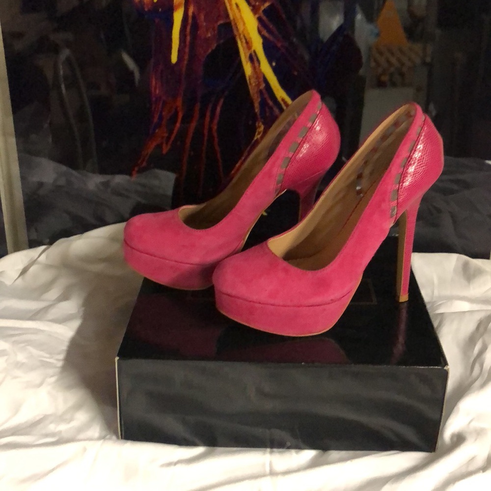 Colin Stuart Fuchsia Suede High Heels - image 3